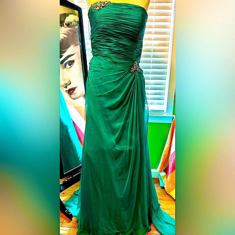 Teal emerald green formal long dress